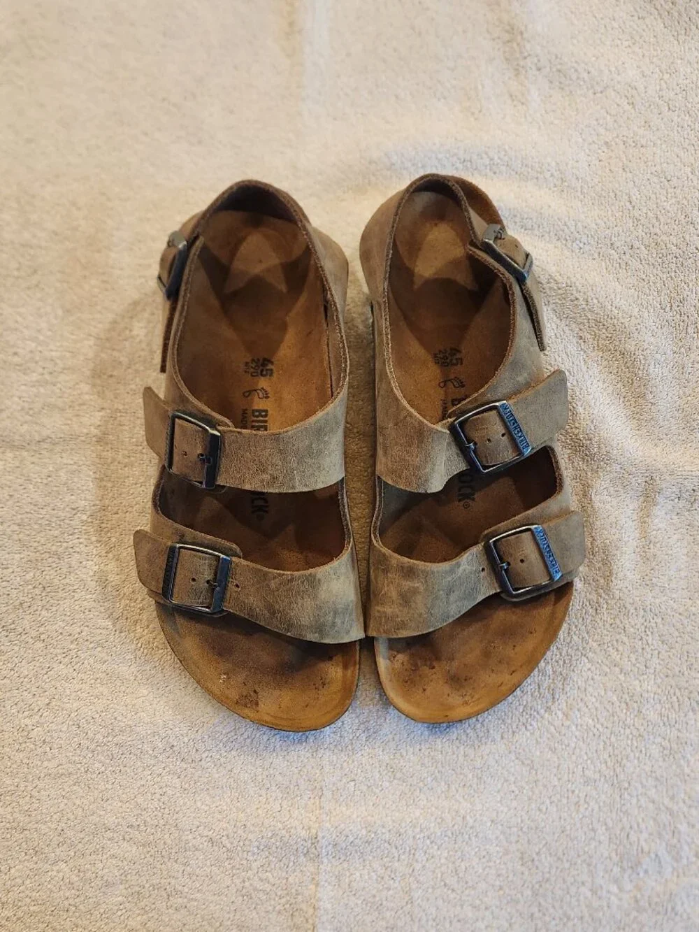 Birkenstock Men's Milano Oiled Leather Faded Khaki EU 45 Regular Width
